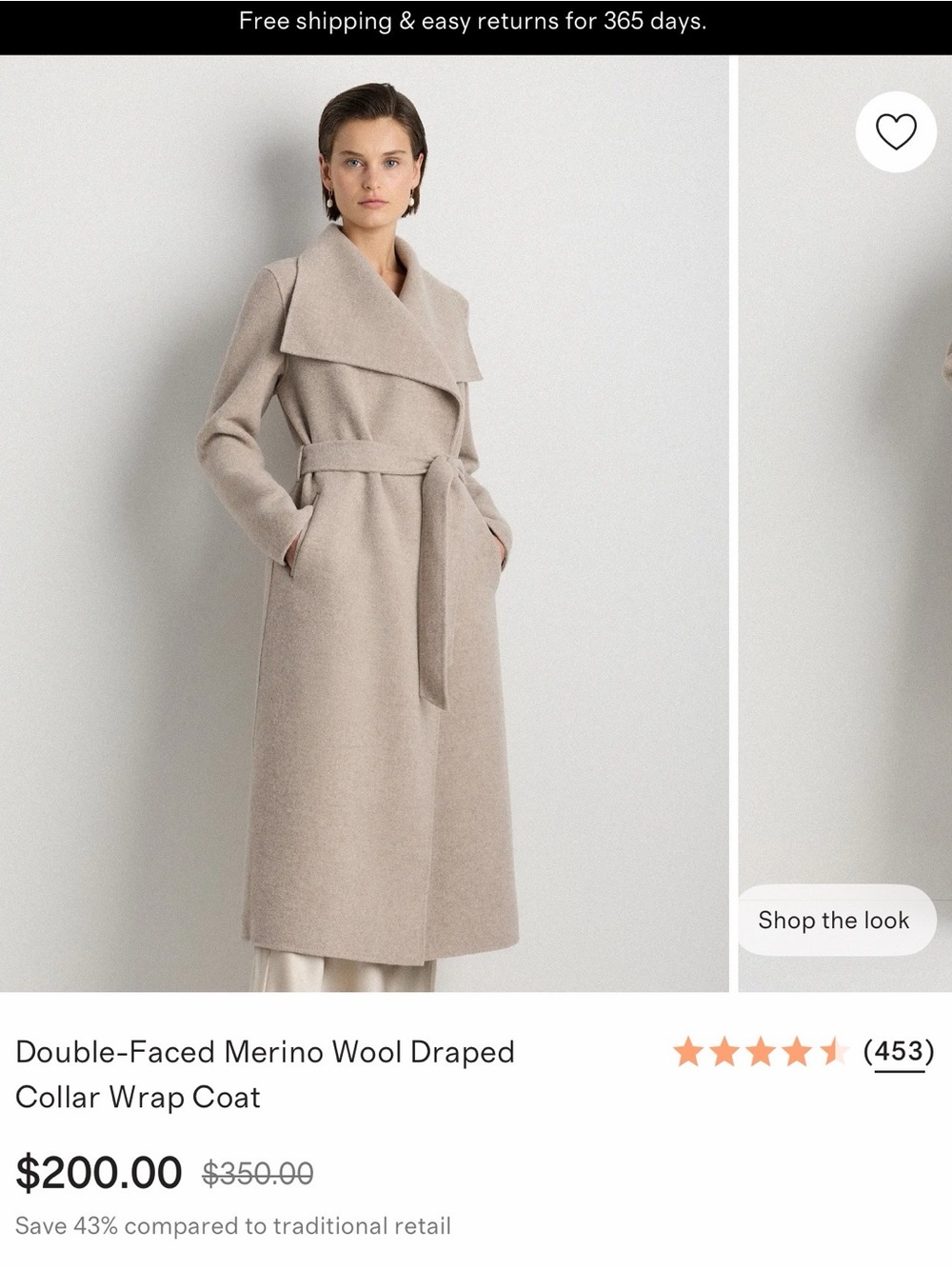 Brand New/Never Worn— Quince Taupe Wrap Trench Coat with Draped Collar
